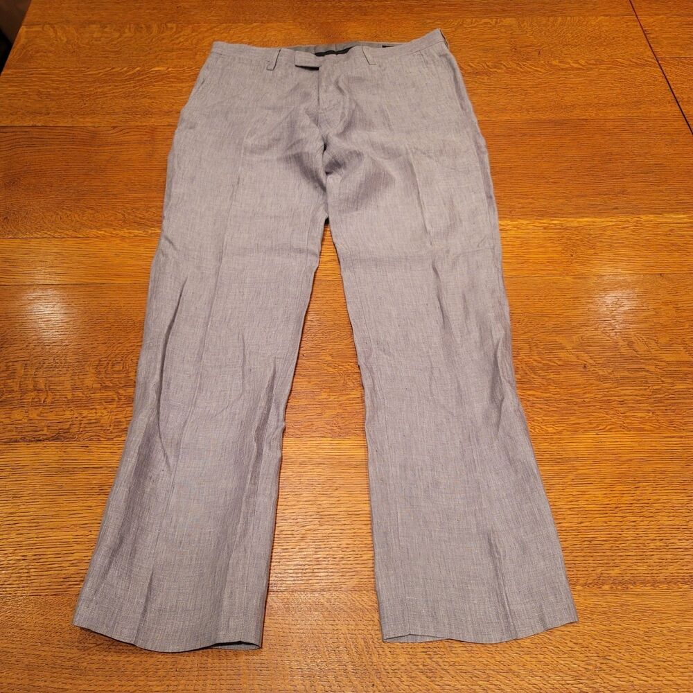 Banana Republic 100% Linen Dress Pants Mens 32x32 Gray Modern Slim Fit